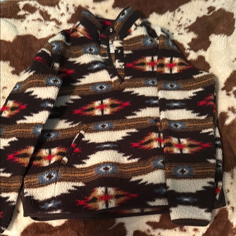 Wrangler Brown and White Zip Up Sweater